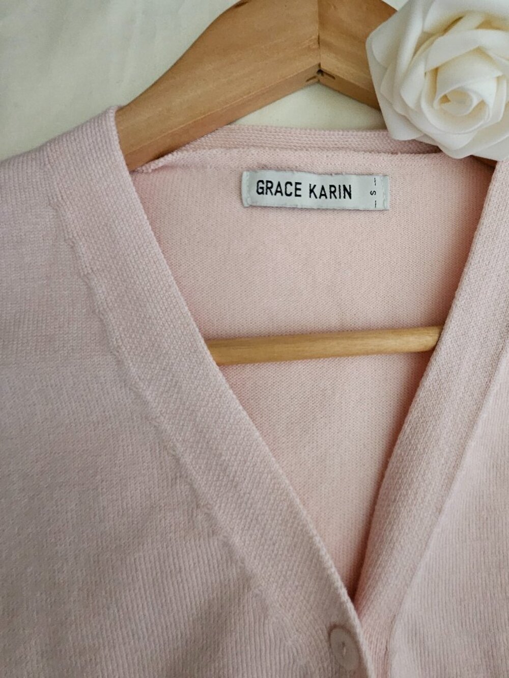 Grace Karin Blush Pink Ribbed Waist Cardigan Sz S